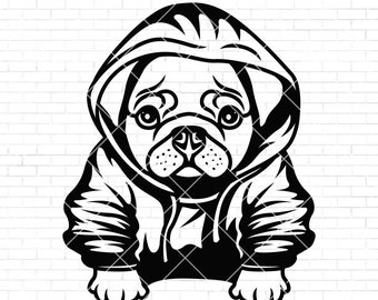 Cute pug head svg - Peeking Dog svg - Dog Svg - Pug Svg - Pug Clipart - Pug dog svg file for cricut - Png - Dxf - Jpg - Eps