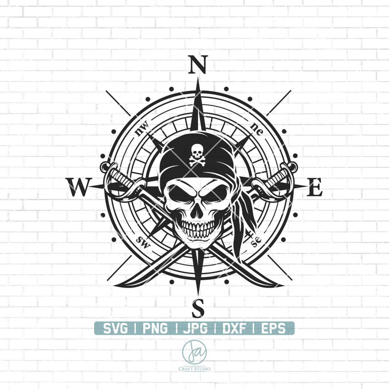 Pirate Compass SVG | Skull Compass Svg | Nautical SVG | Piracy SVG ...