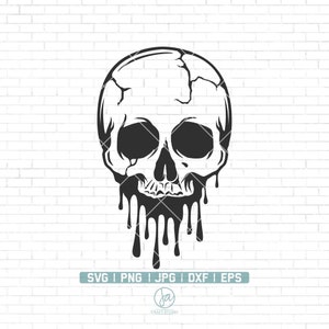 Dripping Skull Svg | Skeleton SVG | Human Skull Svg | Gothic Skull Svg | Skull tshirt Svg | Svg Files for Cricut and Silhouette