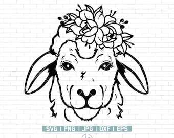 Floral Lamb SVG | Sheep SVG | Flower Lamb Svg | Easter svg | Animal Face svg | Spring svg | Flower Crown svg | Religious svg | Png Dxf Eps