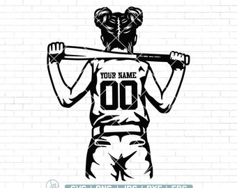 Nom personnalisé Svg, Svg de joueur de softball, Svg de l'équipe de softball, Svg de maman de softball, Clipart joueur de softball, Softball Cutfile, Baseball Svg