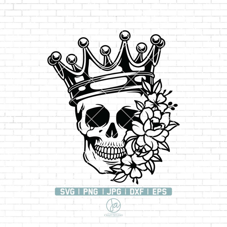 Floral Skull With Crown Svg Crown Skull Flowers Svg Skull Etsy Singapore