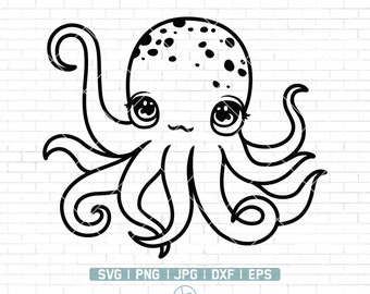 Leuke Octopus Svg | Octopus-SVG | Baby-octopus SVG | Water Oceaan Strand | zeedier | Octopus Svg-bestanden voor de Cricut | Png Dxf Jpg Eps