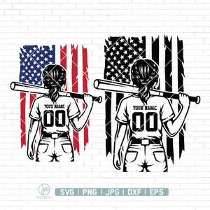 Personalized Name Svg Png, US Softball Player Svg, Softball Mom Svg, Softball Team Svg, Softball Player Clipart, Softball Stencil