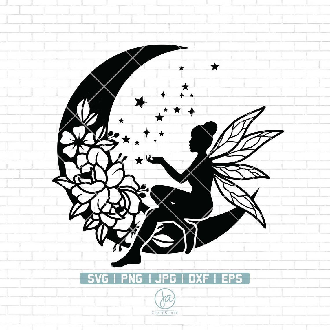 Floral Moon With Fairy Svg Flower Fairy Svg Floral Moon - Etsy
