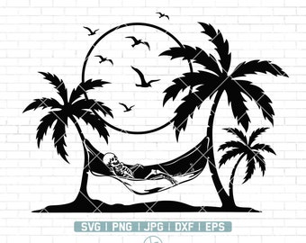 Skeleton Chillin' SVG | Tropical SVG | Skeleton Svg | Beach Svg | Summer Svg | Cricut & Silhouette | Clipart | Png Dxf Jpg Eps