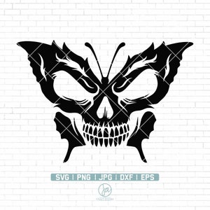 Skull Butterfly Svg | Squelette SVG | Papillon Svg | | Clipart Papillon Crâne Svg | Fichiers Svg pour Cricut et Silhouette | Png Dxf Jpg Eps