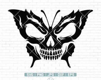 Skull Butterfly Svg | Squelette SVG | Papillon Svg | | Clipart Papillon Crâne Svg | Fichiers Svg pour Cricut et Silhouette | Png Dxf Jpg Eps