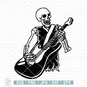Guitarist Skeleton SVG | Punk Rock SVG | Guitar SVG | Death Heavy Metal Rocker Play | Cutfile Cuttable Clipart Vector Digital Dxf Png Eps Ai