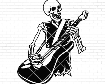 Guitarist Skeleton SVG | Punk Rock SVG | Guitar SVG | Death Heavy Metal Rocker Play | Cutfile Cuttable Clipart Vector Digital Dxf Png Eps Ai