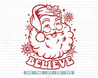 Santa Claus Svg Png | Believe Svg | Christmas Santa Svg | Santa Png | Santa Svg | old school father christmas | Christmas Svg | Png Dxf Eps