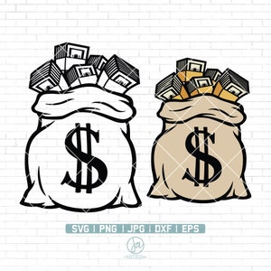 Money Bag SVG / Money Bag con simbolo di dollaro / Money Bag Clipart / Cash Bag Svg / Bank Bag Svg / Bag of Money svg / Dollar Bag svg / Dxf Png
