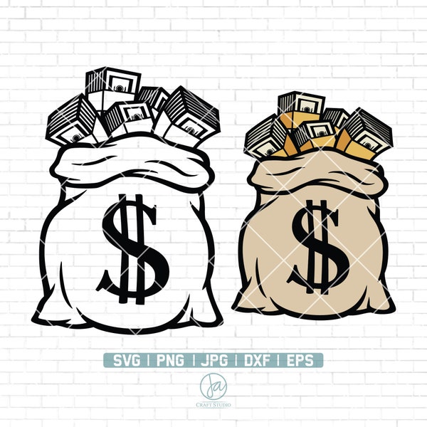 Money Bag SVG | Money Bag with Dollar Sign | Money Bag Clipart | Cash Bag Svg | Bank Bag Svg | Bag of Money svg | Dollar Bag svg | Dxf Png