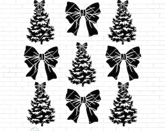 Coquette Christmas Tree SVG PNG, Christmas Bows Svg, Retro Christmas Preppy Svg, Christmas Svg, design for kids Girly Xmas Svg, Png Dxf Eps