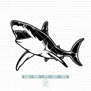 Shark in the Ocean Svg | Shark Svg | Shark Design Svg | Shark Silhouette | Shark Clipart | Shark Face Svg | Shark Fish Svg | Png Dxf Jpg Eps
