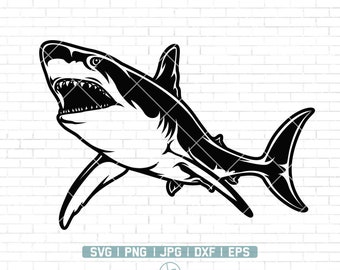 Shark in the Ocean Svg | Shark Svg | Shark Design Svg | Shark Silhouette | Shark Clipart | Shark Face Svg | Shark Fish Svg | Png Dxf Jpg Eps