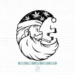 Santa Moon Raucher Joint Svg | Santa Weed Svg | Cannabis Svg | Weihnachten Unkraut Svg | Santa High Svg | Svg Dateien für Cricut und SIlhouette