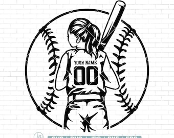 Nom personnalisé Svg, Svg de joueur de softball, Svg de l'équipe de softball, Svg de maman de softball, Clipart joueur de softball, Softball Cutfile, Baseball Svg