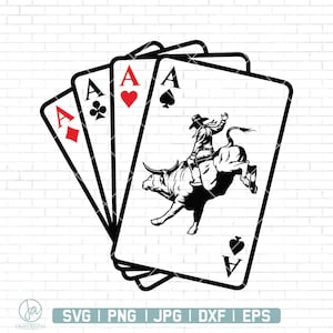 Rodeo Bronc Cartes à jouer Western Svg | Cowboy SVG | Ferme de campagne de l'Ouest | Taureau équitation SVG | Carte à jouer Png | Rodéo Png | Png Dxf