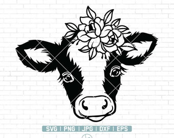 Floral Cow svg | Cute Cow svg | Floral Animal svg | Floral Farm Animal svg | Baby Cow svg | Farm Life svg | Cow Svg Files for Cricut | Png