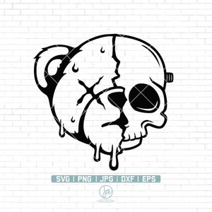 Beer schedel SVG | Beer mascotte SVG | Griezelige beer SVG | Schedelmascotte | Leuke cartoon dieren T-shirt digitaal | Cricut & silhouet | Png Dxf Eps