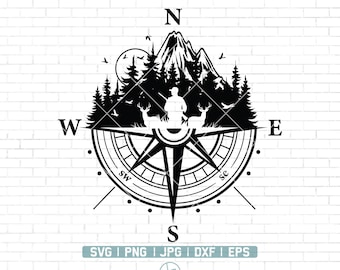 Deer Hunter Svg File | Deer Antler Svg | Compass Svg | Deer Hunting SVg | Adventure Compass | Outdoor Hunting Shirt | Deer Hunter Cut Files