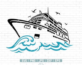 Cruiseschip SVG | Cruise vakantie svg | Boot-svg | Schip-svg | Jacht svg | Cruiseschip Vector | Cricut & silhouet | Digitaal | Png Dxf Eps