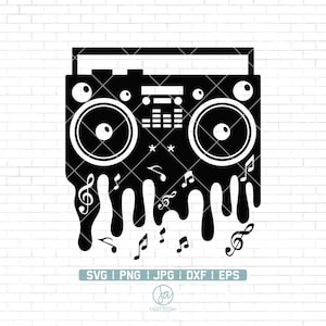 Boombox Svg | Dripping Boombox Svg | 80s 90s Retro Stereo SVG | Cassette Tape Player Radio SVG | Old School Svg | Cricut & Silhouette | Png