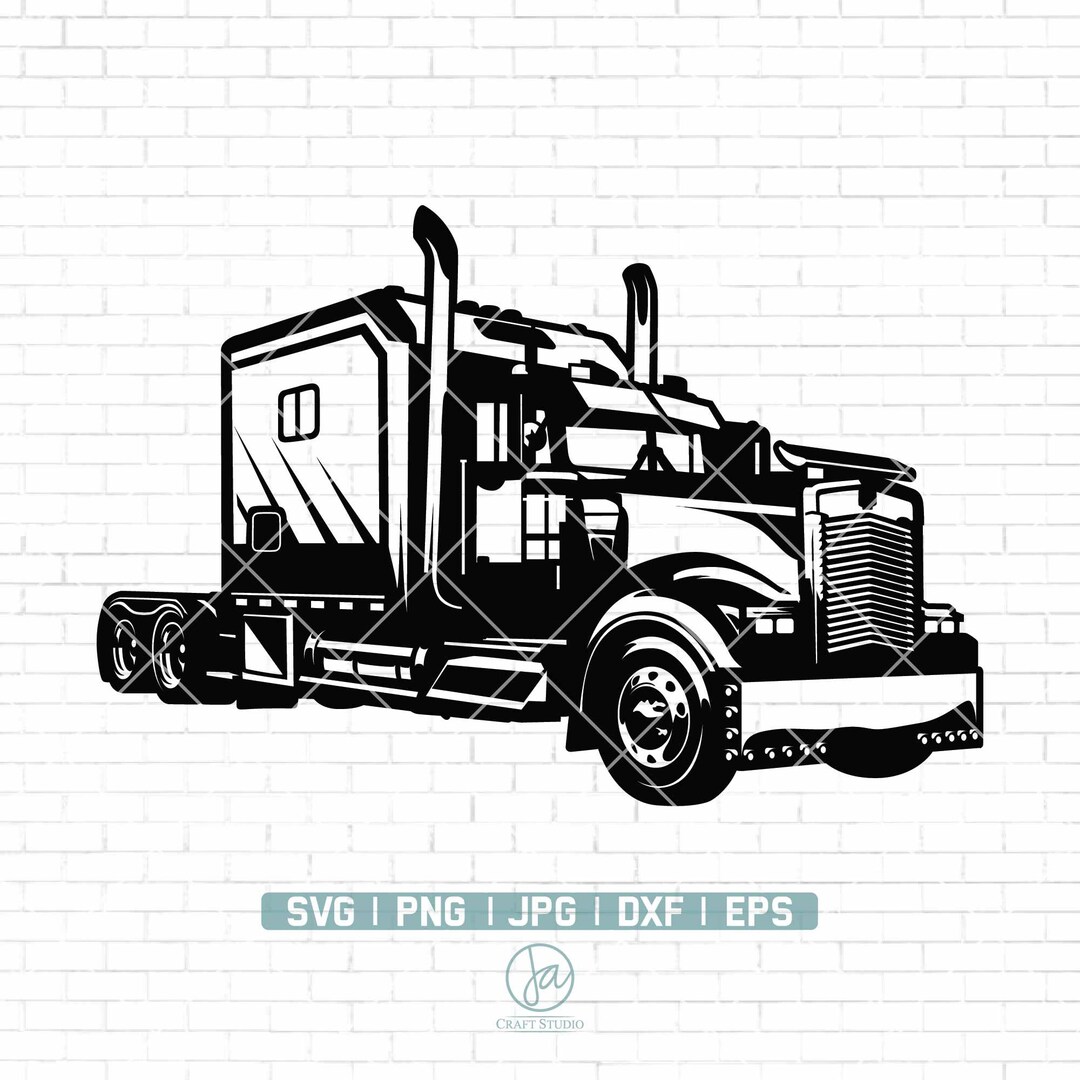 Semi Truck Svg 2 | Truck Svg | Big Truck Svg | Semi Truck Stencil | Truck Driver Svg | Semi ...