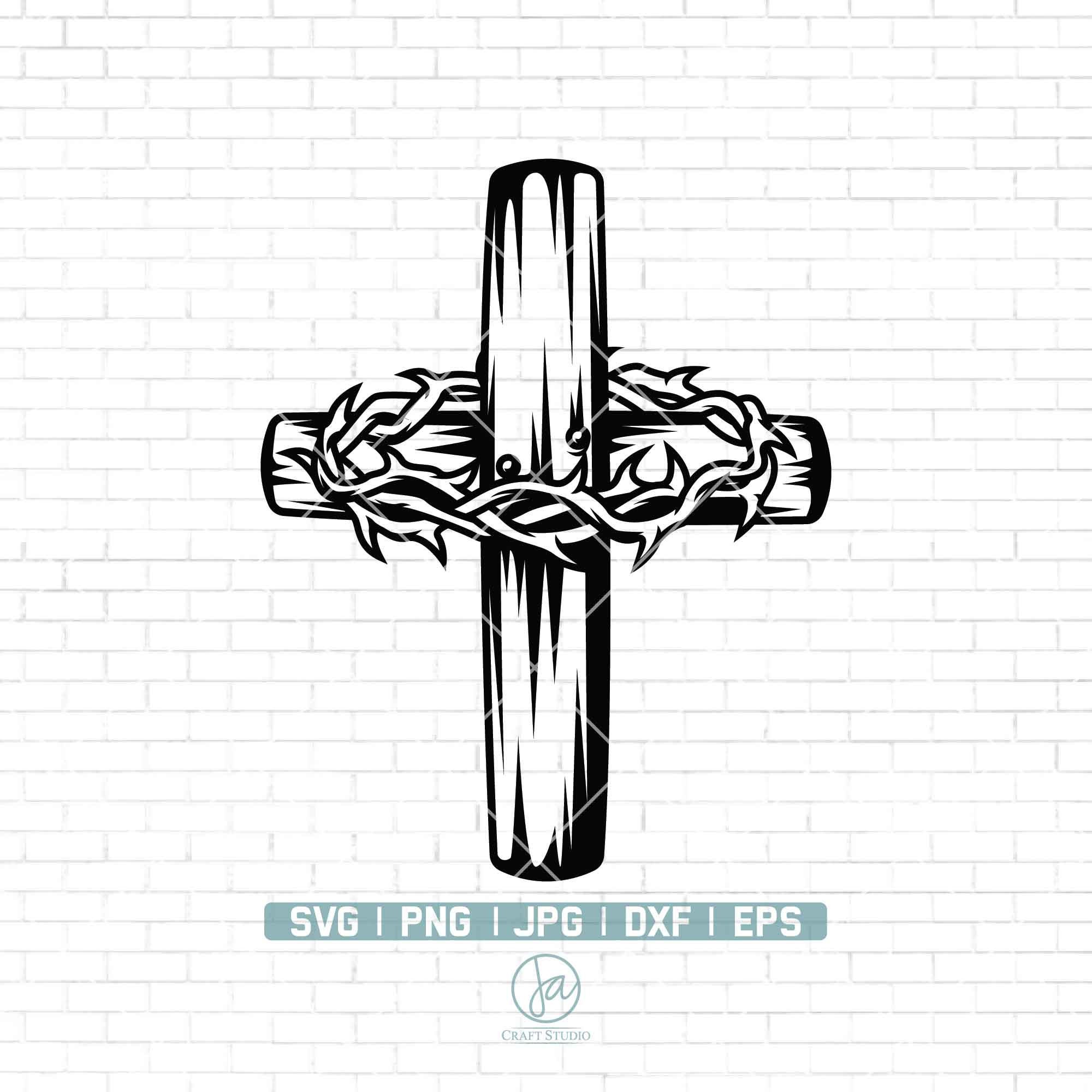 wooden-cross-with-crown-of-thorns-svg-christian-easter-cross-svg-cross-nails-crown-of-thorns-cut-file-for-silhouette-cricut-png-dxf-etsy