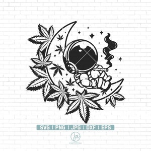Astronaut Smoking Weed Svg | Astronaut svg | High as the Moon svg | Weed svg | Smoking Joint svg | Cannabis svg | Marijuana svg | Png Dxf