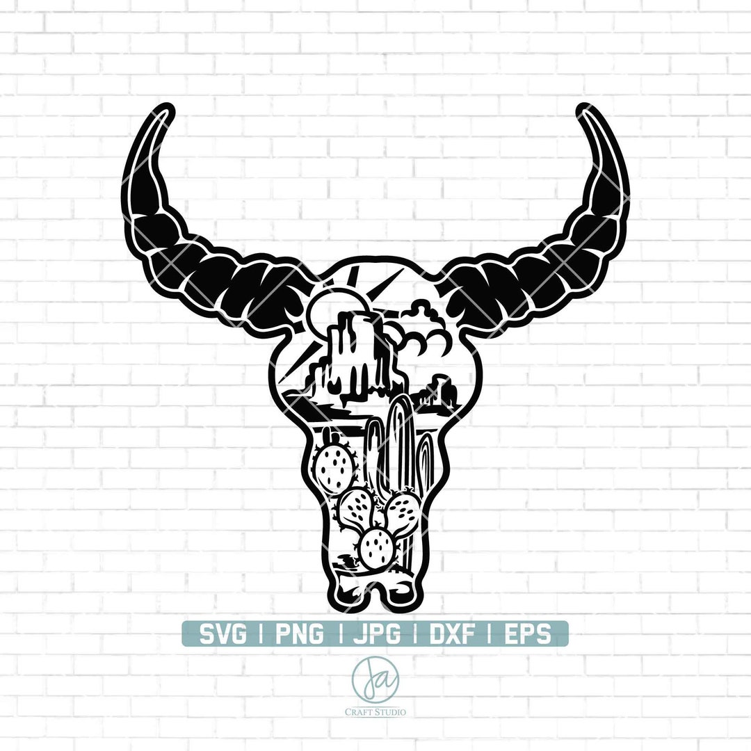 Cow Skull Desert SVG Cow Skull Svg Cow Skull Cactus Svg Cow Skull