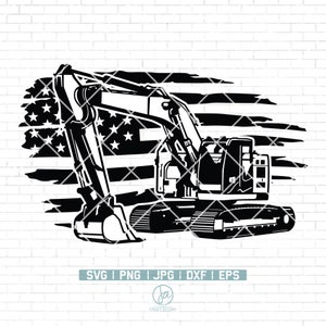 Us Excavator Svg | Excavator Clipart | Heavy Equipment Svg | Pipeliner Svg | Excavator Files for Cricut | Excavator Cut Files For Silhouette