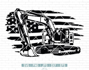 Us Excavator Svg | Excavator Clipart | Heavy Equipment Svg | Pipeliner Svg | Excavator Files for Cricut | Excavator Cut Files For Silhouette