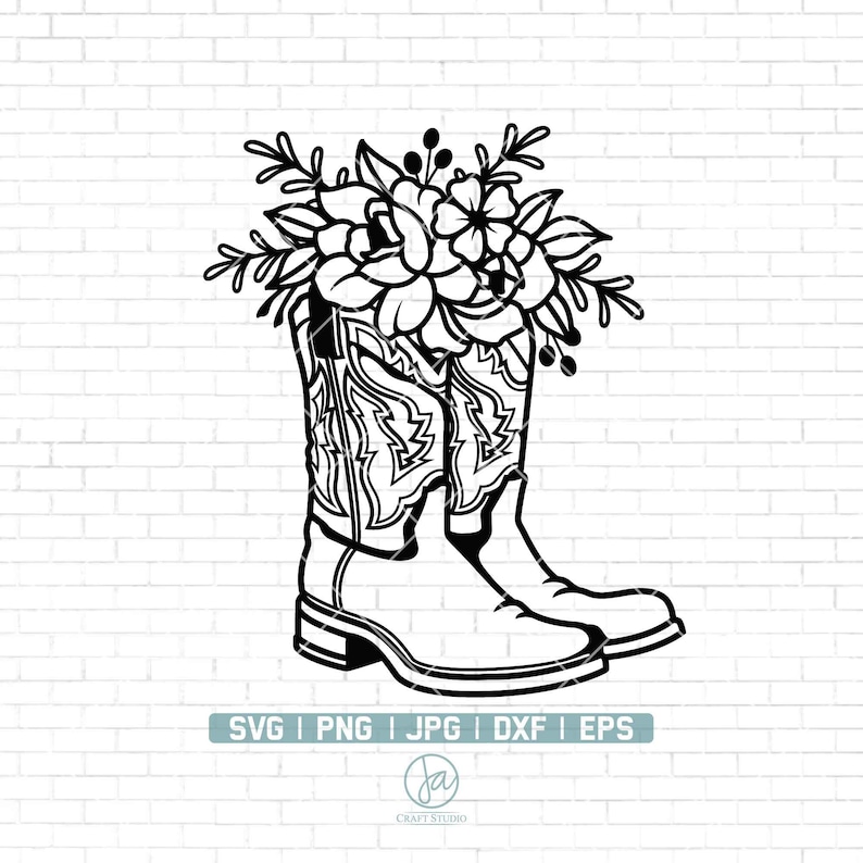 Botas vaqueras svg / Botas decoradas con flores / Botas occidentales ...