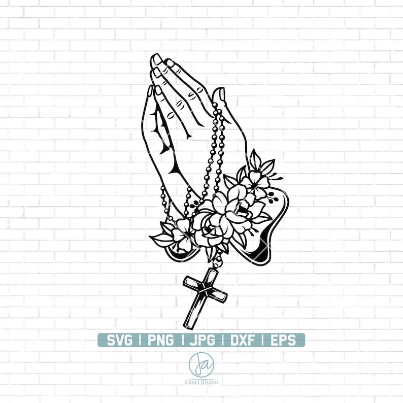 Floral Praying Hands With Rosary SVG Christian SVG Floral - Etsy