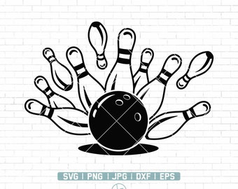Bowling Svg / Bowling Clipart / Bowling Png / Bowling Shirt SVG / Archivos de bolos para Cricut / Descarga instantánea / Png Dxf Jpg Eps