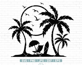 Sunset Beach Svg | Beach Life svg | Sunset svg | Beach Svg | Palm Svg | Sea Svg | Sea Breeze Svg | Beach Scene svg | Png Dxf Jpg Eps