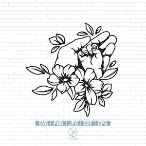 Mother and child hands svg | mom and baby svg | Holding hand svg | Mother day svg | baby hand with flower svg | mom and kids svg | Png Dxf