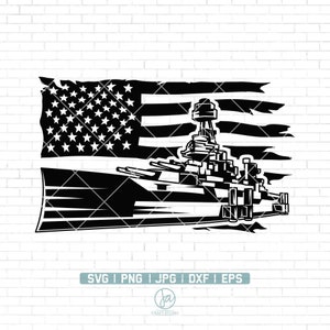 US Battleship SVG | Navy SVG | Warship Decal Graphics T-Shirt | Battleship Svg Files for Cricut | American Flag Svg | Digital | Png Dxf Eps