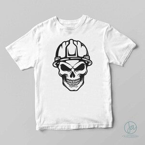 Dödskalle med hjälm SVG | Bygg Svg | Ingenjör SVG | Bygg T-shirt | Cricut & Silhouette | Utskrivbar | Vektor | Png Dxf Jpg Eps bild 2