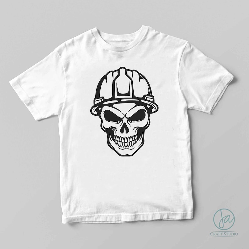 Dödskalle med hjälm SVG | Bygg Svg | Ingenjör SVG | Bygg T-shirt | Cricut & Silhouette | Utskrivbar | Vektor | Png Dxf Jpg Eps bild 2