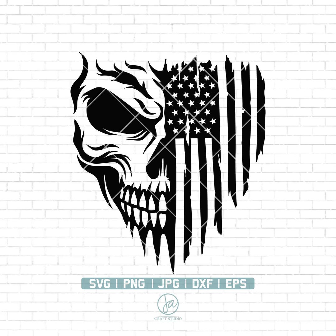USA Skull Flag Svg American Flag Skull Svg Patriotic Skull Svg Skull