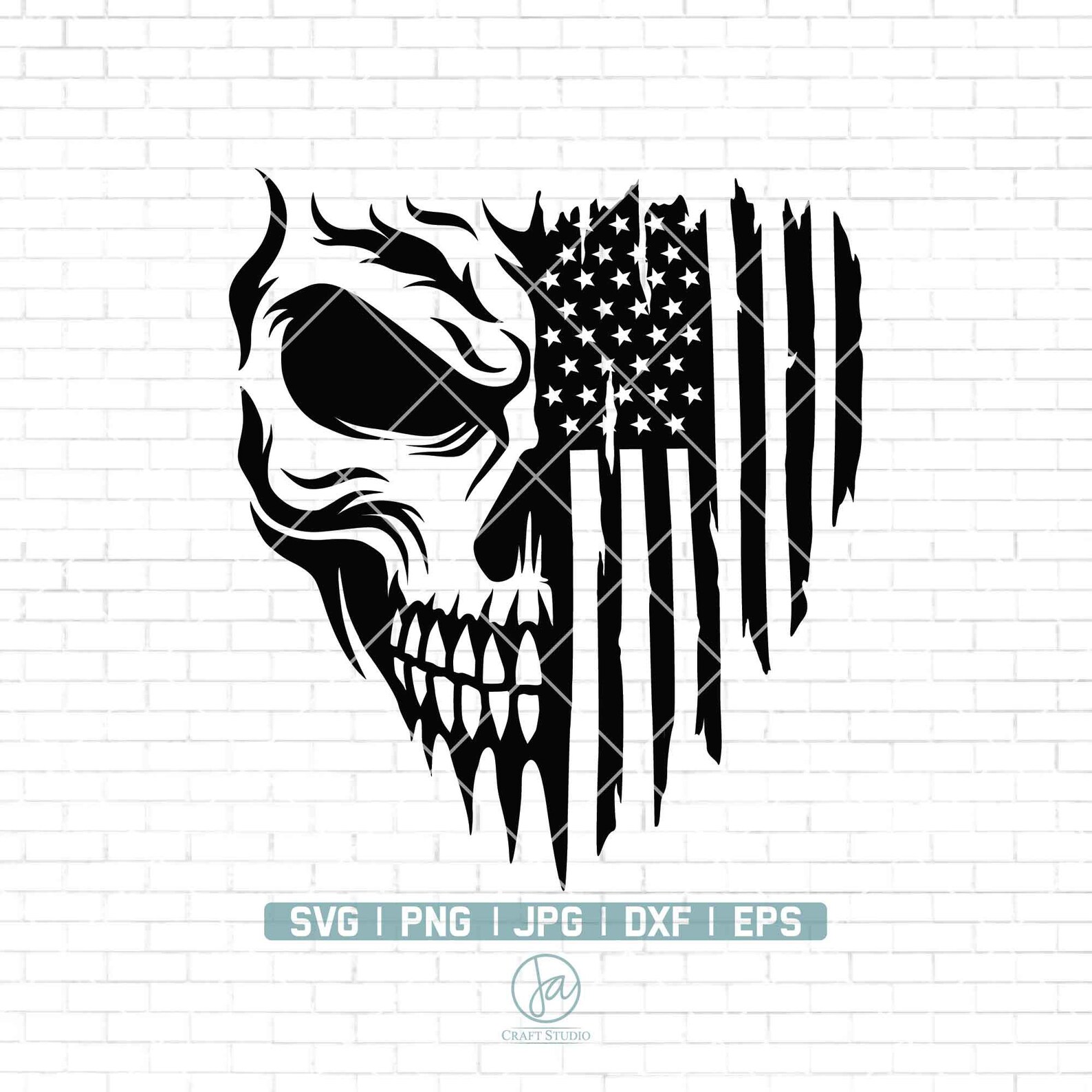 USA Skull Flag Svg American Flag Skull Svg Patriotic Skull Svg Skull