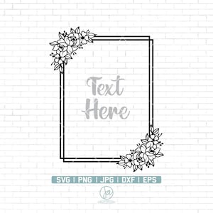 Blumenkranz Svg | Blumenrahmen Svg | Monogramm Rahmen Svg | Rechteckiger Rahmen Svg | Rahmen Clipart | Rahmen Svg Dateien für Cricut | Png Dxf Eps