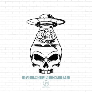 Skull With Brain SVG | Skeleton SVG | Skull Svg | Gothic Decal T-Shirt Sticker Graphics | Cricut & Silhouette | Digital Png Dxf Jpg Eps