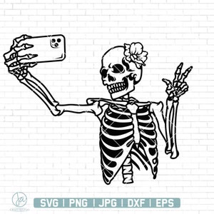 Skeleton Mirror Selfie SVG | Skeleton selfie svg | Funny cute skeleton svg | Skeleton Png | Cut Files for Cricut and Silhouette | Png Dxf
