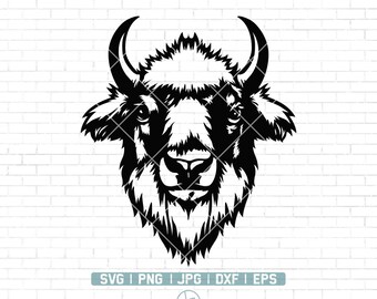 Buffalo Head Svg | Bison Buffalo Svg | Bison Head Svg | Buffalo Png | Wild Animal Svg | Buffalo Clipart | Animal Svg | Bison Png | Png Dxf