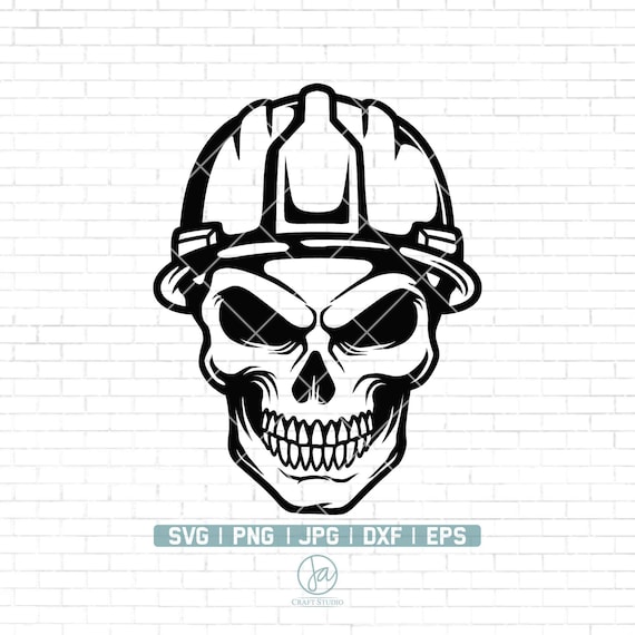 Skull With Hard Hat SVG | Construction Svg | Engineer SVG | Construction T-Shirt | Cricut & Silhouette | Printable | Vector |Png Dxf Jpg Eps