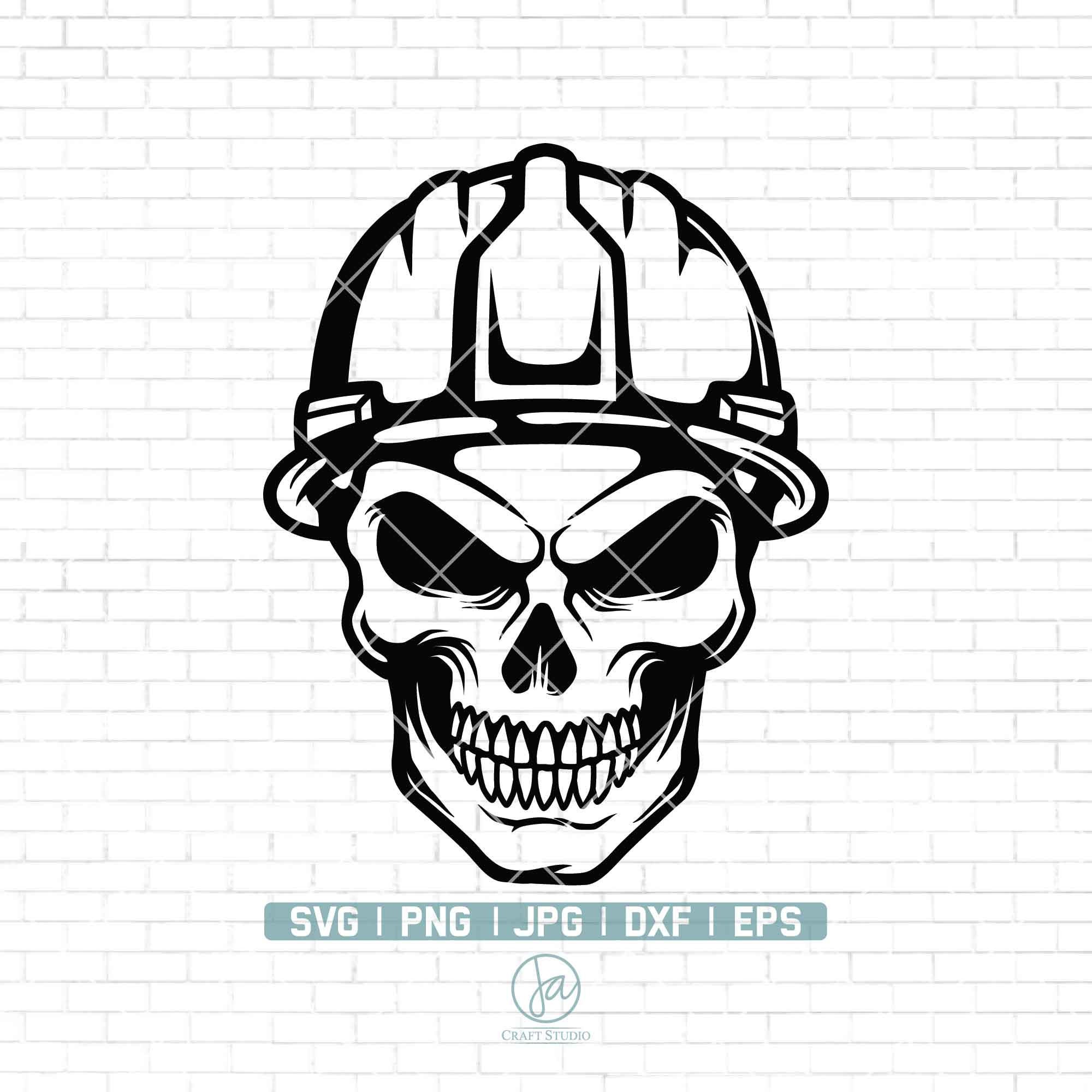Skull With Hard Hat Svg Skull Hat Svg Skull Svg Construction Worker ...